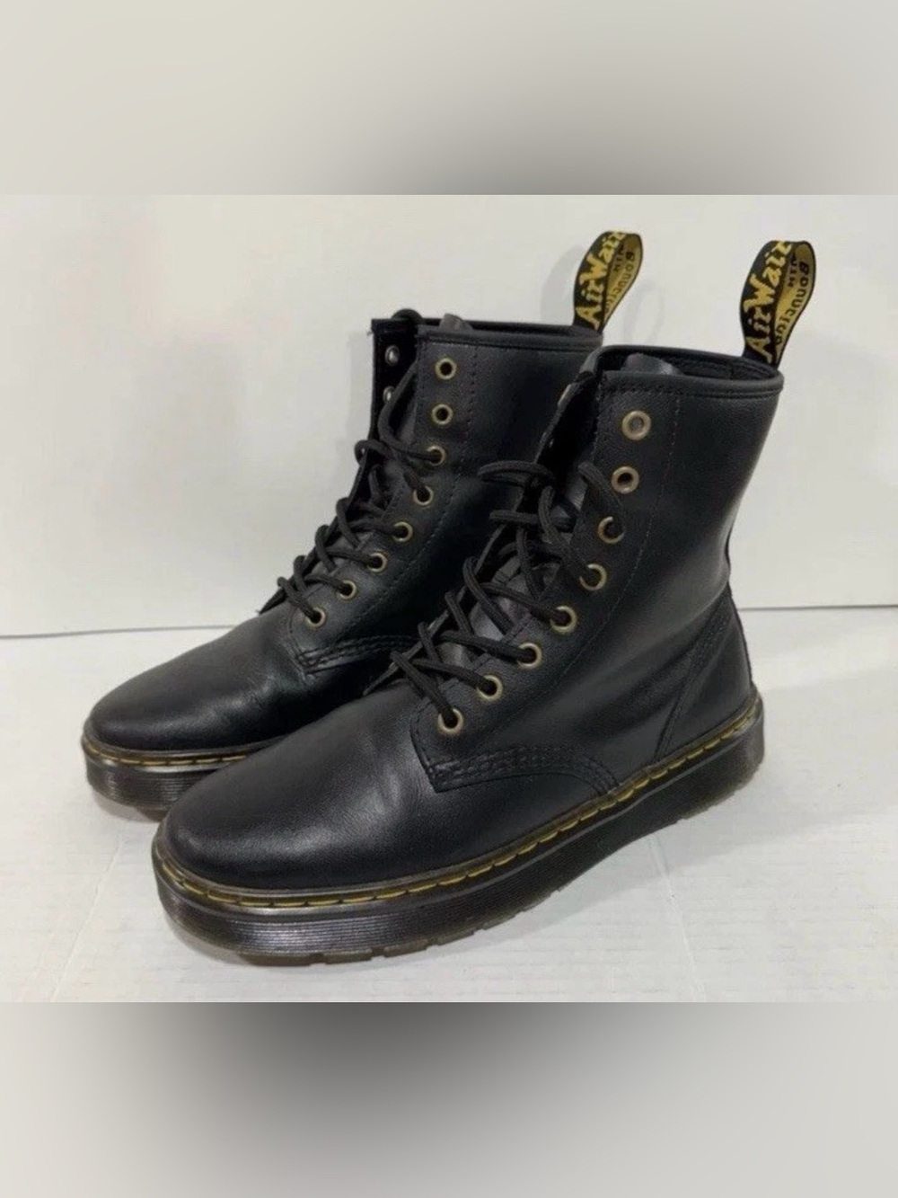 Dr. Martens Zavala 8 Eye Combat Boots Black Leather Women’s 10 Men’s 9